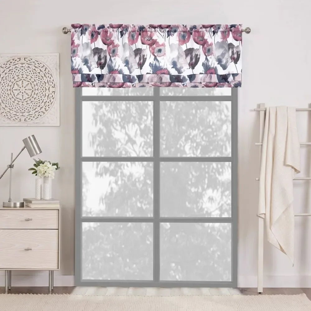 PowerSellerUSA 50 x 17 Inches Floral Modern Room Darkening Top Rod Pocket Window